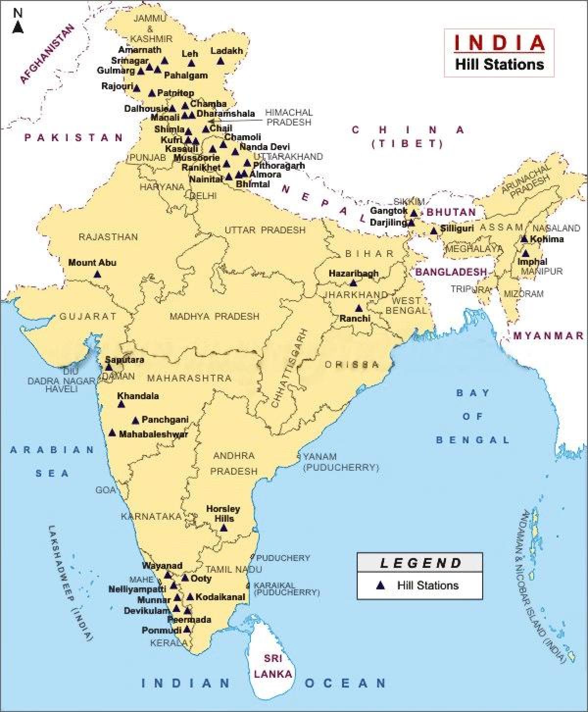 Montagnes en Inde (carte)