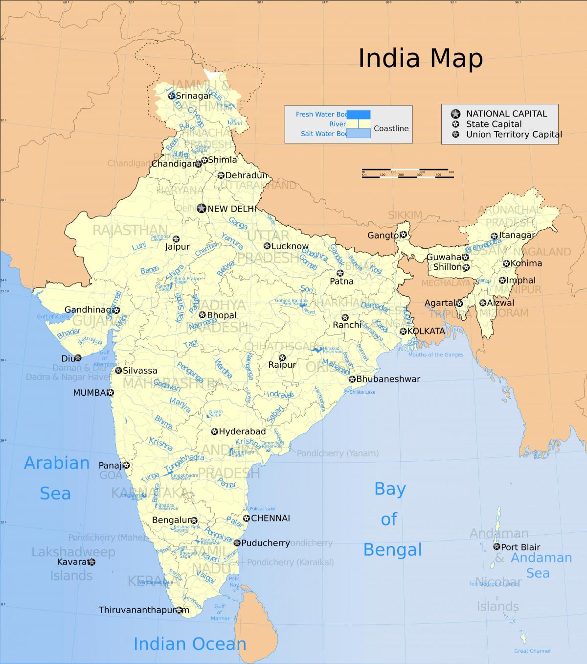 Rivières en Inde (carte)
